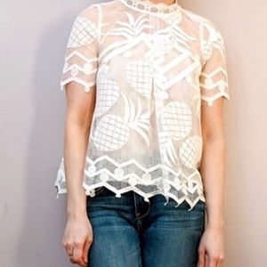 HD In Paris Pineapple Sheer Lace Overlay Top